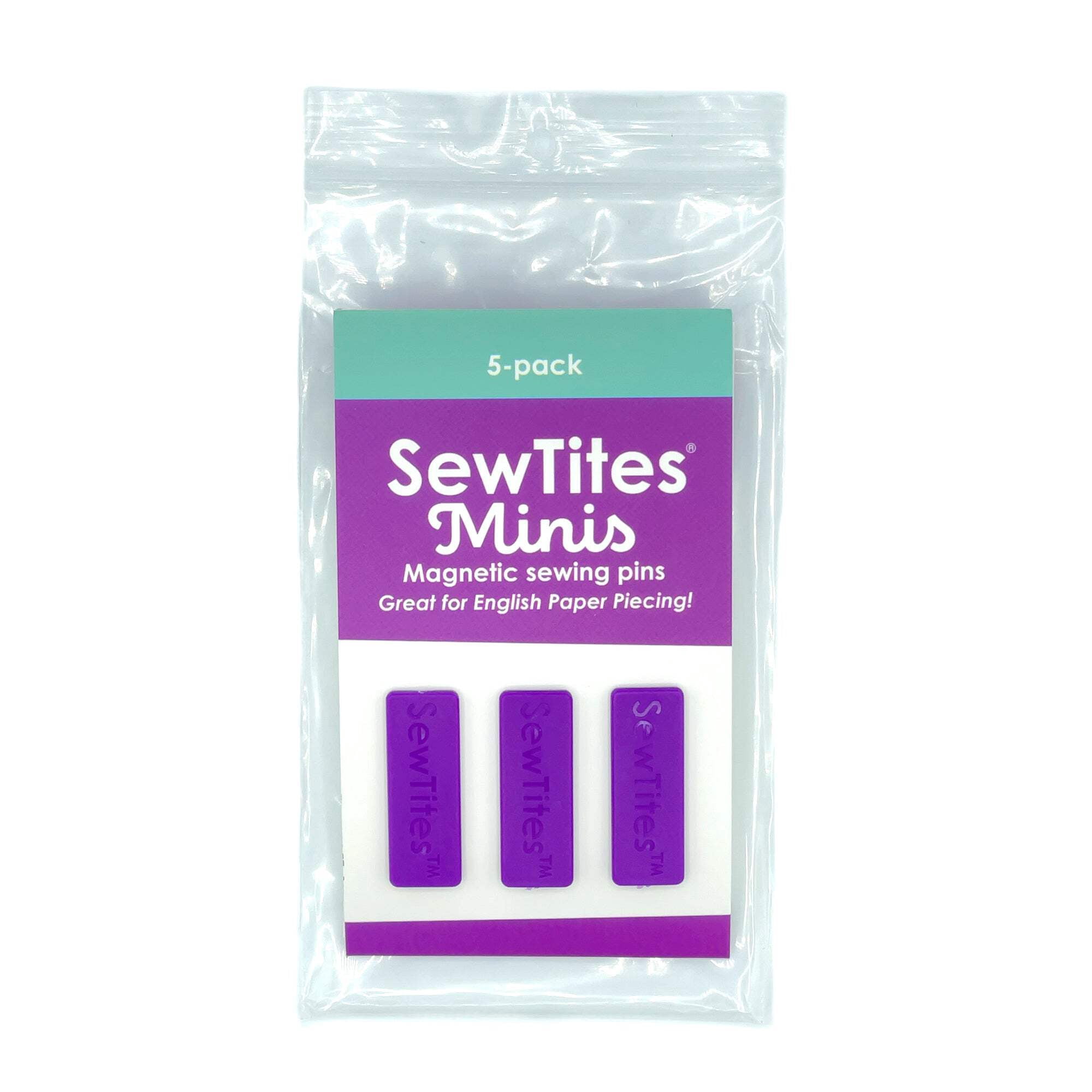 SewTites Minis Magnetic Sewing Pins - Set of 5 Sewing Magnets to Replace Straight Pins & Fabric Clips (Purple)