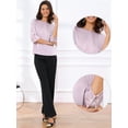 thumbnail image 2 of DARING DIVA Women's Casual Boat Neck 3/4 Sleeve Satin Blouse XS Light Purple, 2 of 6