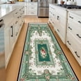 thumbnail image 5 of Green Red Floral Medallion Hallway Runner Rug, Vintage Rose Long Floor Mat, Non-Slip Washable Ornate Rug for Entryway Kitchen, 60x18in/5x1.5ft, 5 of 9