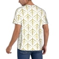 thumbnail image 2 of Hirioo White And Gold Geometry for Men's Baseball T-shirt Shirts Short Sleeve Casual Summer Button Stretch T Shirts,Size S-4XL-3X-Large, 2 of 7