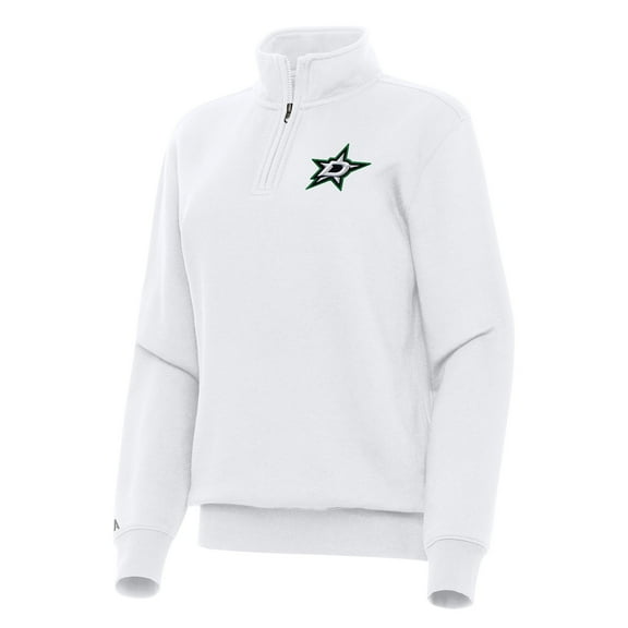 Women's Antigua White Dallas Stars Victory Quarter-Zip Sweatshirt