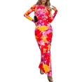 thumbnail image 1 of Vestido PRETTYGARDEN Maxi Ajustado de Manga Larga Floral XS, 1 of 8