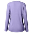 thumbnail image 4 of vigerkar Women's Waffle Knit Tunic Tops Loose Long Sleeve Button Up V Neck Henley Shirts (Purple, XXL), 4 of 5