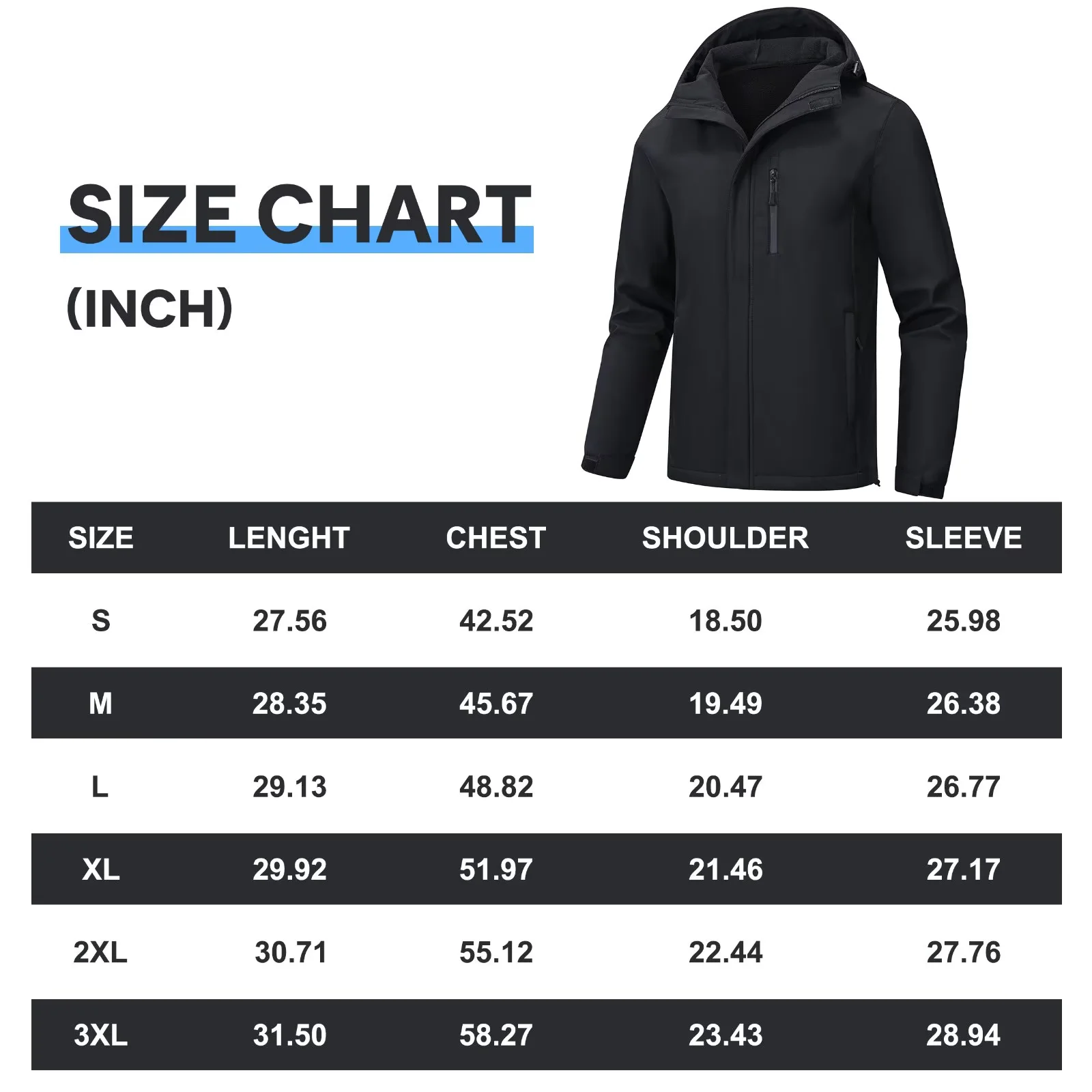 NEIKU Men's Hooded Softshell Jacket, Black photo 8