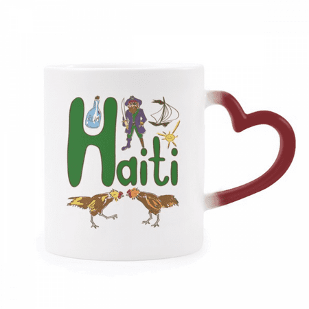 

Haiti National symbol Landmark Pattern Heat Sensitive Mug Red Color Changing Stoneware Cup