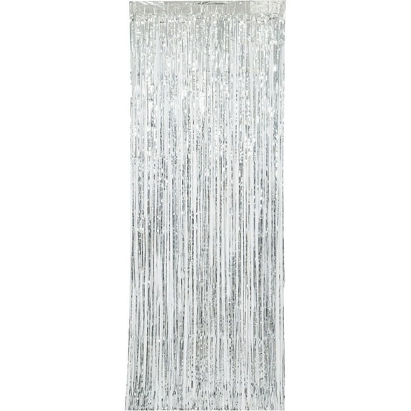 Silver Foil Fringe Curtain, 3ft x 8ft