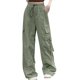 thumbnail image 1 of Gibobby Pantalones deportivos con forro polar para mujer Pantalones de carga holgados para mujer, ropa de calle, pantalones de chándal de Hip Hop(Verde,XG), 1 of 5