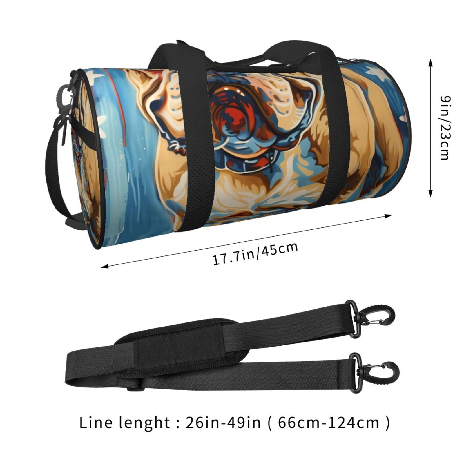 Vsdgher Patriotic Bulldog Welcome 45L Foldable Duffel Bag, Sports Gym Bag,Overnight Bag, Portable Weekender Bag for Airplanes