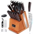thumbnail image 1 of MOSFIATA Knife Set-21Pcs Kitchen Knife Set with Detachable Knife Holder & Sharpener, German High Carbon Stainless Steel Chef Knife Set with Handle Colored Wood, 1 of 7