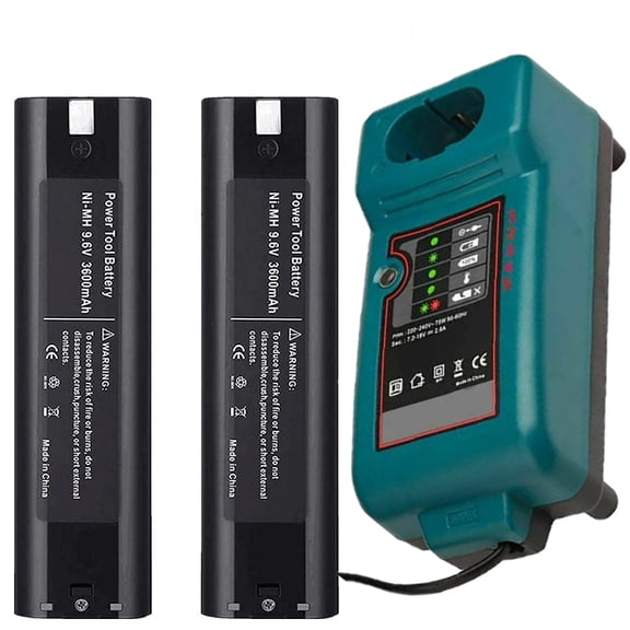 2 Pack Upgrade to 3600mAh 9000 Replacement for makita 9.6v Battery and Charger Compatible with makita 9.6V Battery Ni-Mh 9000 9033 193890-9 192696-2 632007-4 6096D 6093D DA391D 6095D 5090D