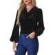 thumbnail image 4 of INSPIRAR CHIC Blusa de Terciopelo Vintage para Mujeres con Cuello de Cowl y Mangas Largas en Negro Talla XS, 4 of 6