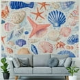 thumbnail image 4 of BCIIG Seashells Starfish Kitsch Movement Tapestry Wall Hanging Unique Style Graphic Tapestries Home Wall Decor Art for Living Room Bedroom Apartment Farmhouse Dorm 40x60inch, 4 of 6