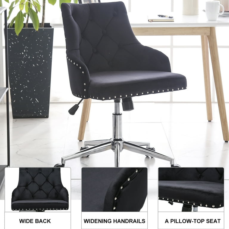 Hironpal Velvet Home Office Chair with Rivets Height Adjustable
