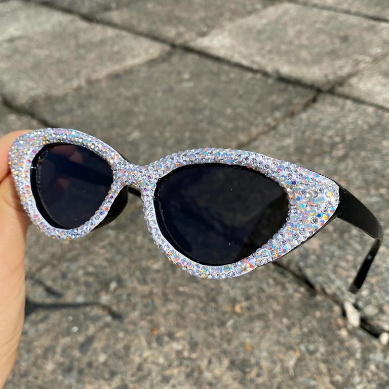 Rhinestone Sunglasses for Women Bling Jeweled Retro Cat Eye  display picture 2