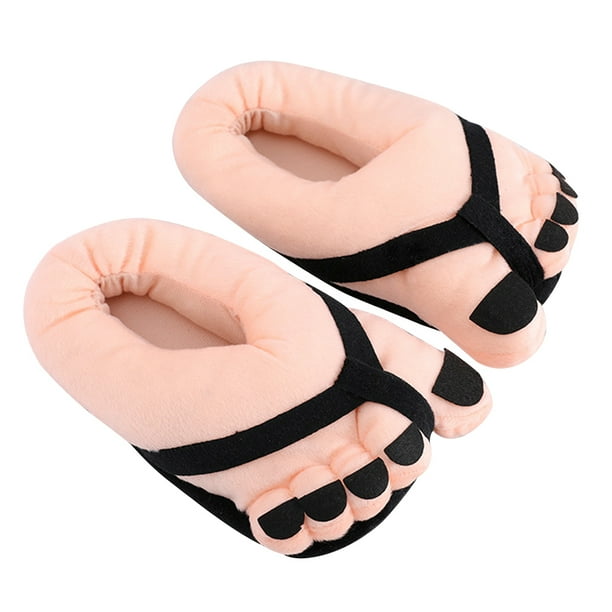 Felpa para El Suaves Y Novedosas Peludas Dibujos Animados Zapatos Divertidos Con Punta Antideslizantes Cómodas Mujeres Adultos