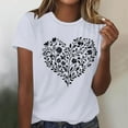 thumbnail image 1 of TaTaai Ladies' Valentine Heart Print Round Neck Short Sleeve Shirt, Valentine's Day Gift, Casual Festival Fashion Top Gift, 1 of 4