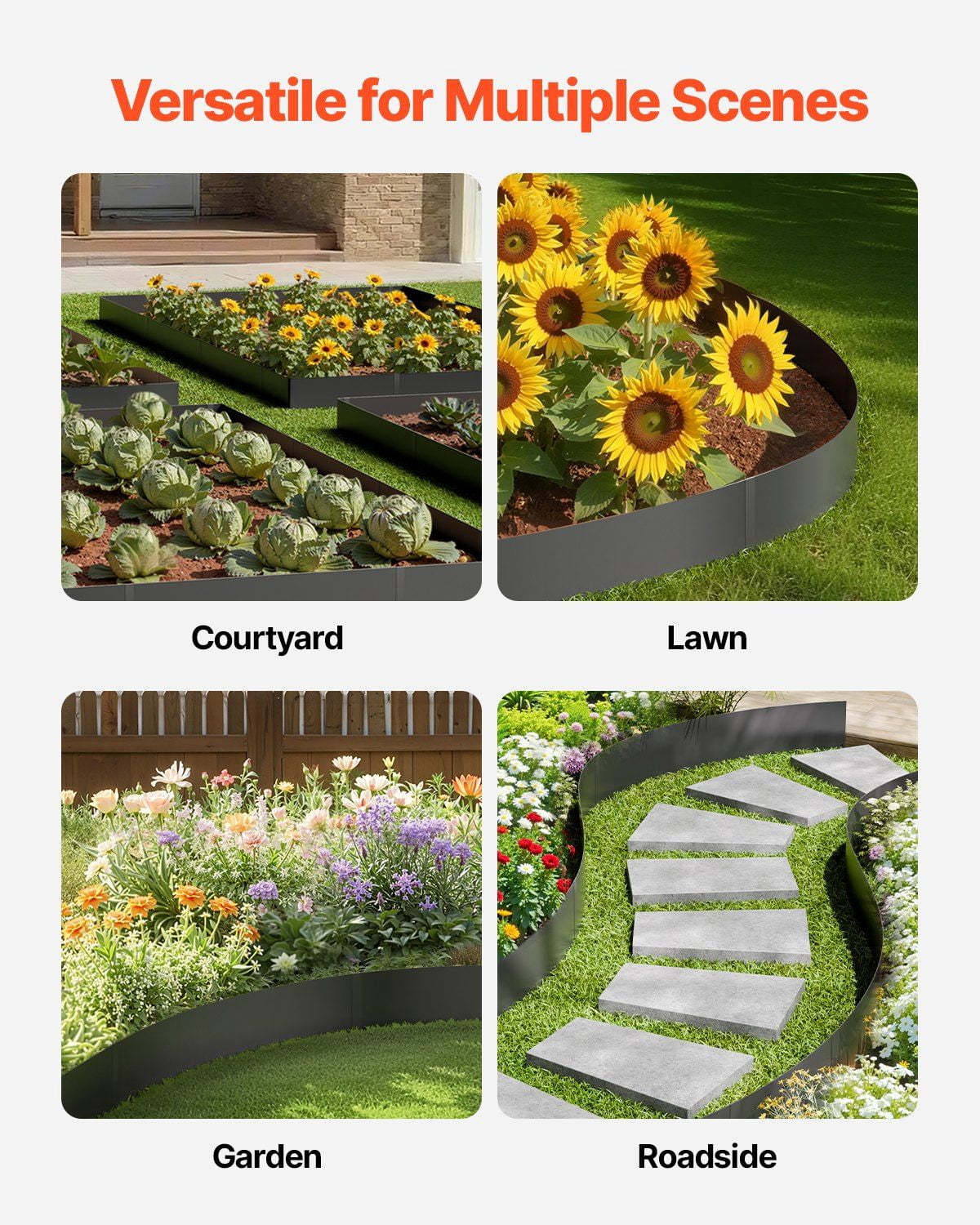 Steel Landscape Edging 4 Packs 40 x 12in Rust-Resistant Garden Edging Border