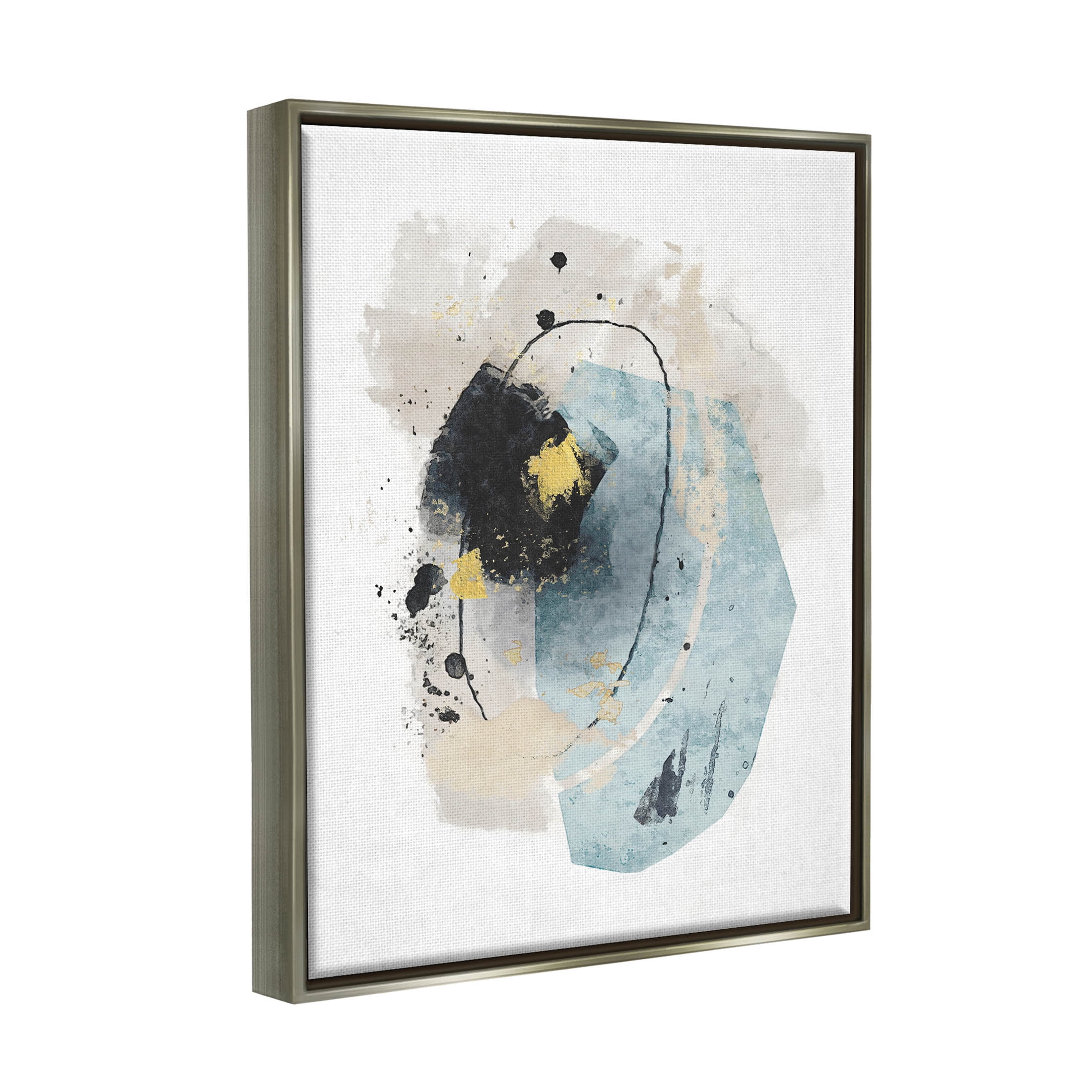 Glam Accent Contemporary Shapes Abstract Graphic Art Luster Gray Framed Art Print Wall Art