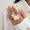 thumbnail image 3 of Yoyauz Wide Bands Rings Thick Rings For Women Irregular Thick Gold & Silver Rings Simple Statement Rings Jewelry Gifts For Women, 3 of 6