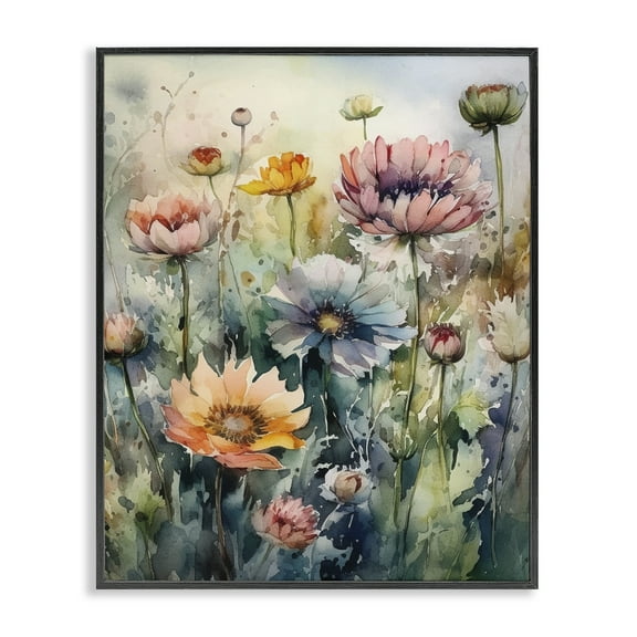 Stupell Industries Wild Gerbera Daisies Plants & Flowers Painting Black Framed Art Print Wall Art, 11 x 14