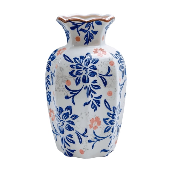 Blue Red Floral Ceramic Vase for Living Room Table Centerpiece Home Decor NOVATRAX