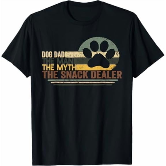 Greenink Vintage Dog Dad The Man The Myth Snack Dealer Father Day T-Shirt Best Dog Dad Ever Shirt Funny Puppy Pet Lover Gift Tee