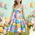 thumbnail image 2 of Shadoumai Easter Dresses for Kids Happy Easter Easter Print Flutter Sleeve Outerwear Suspenders Princess Toddler Girl Spring Dress, 2 of 4