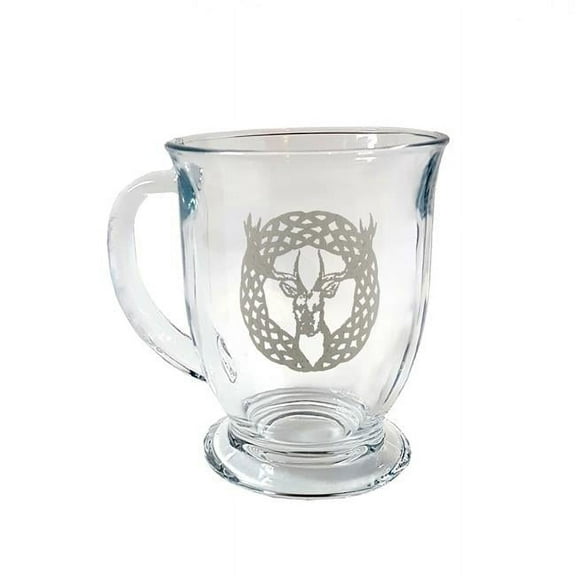 Lyoncraft COSG01 16 oz Celtic Stag Engraved Glass Coffee Mug