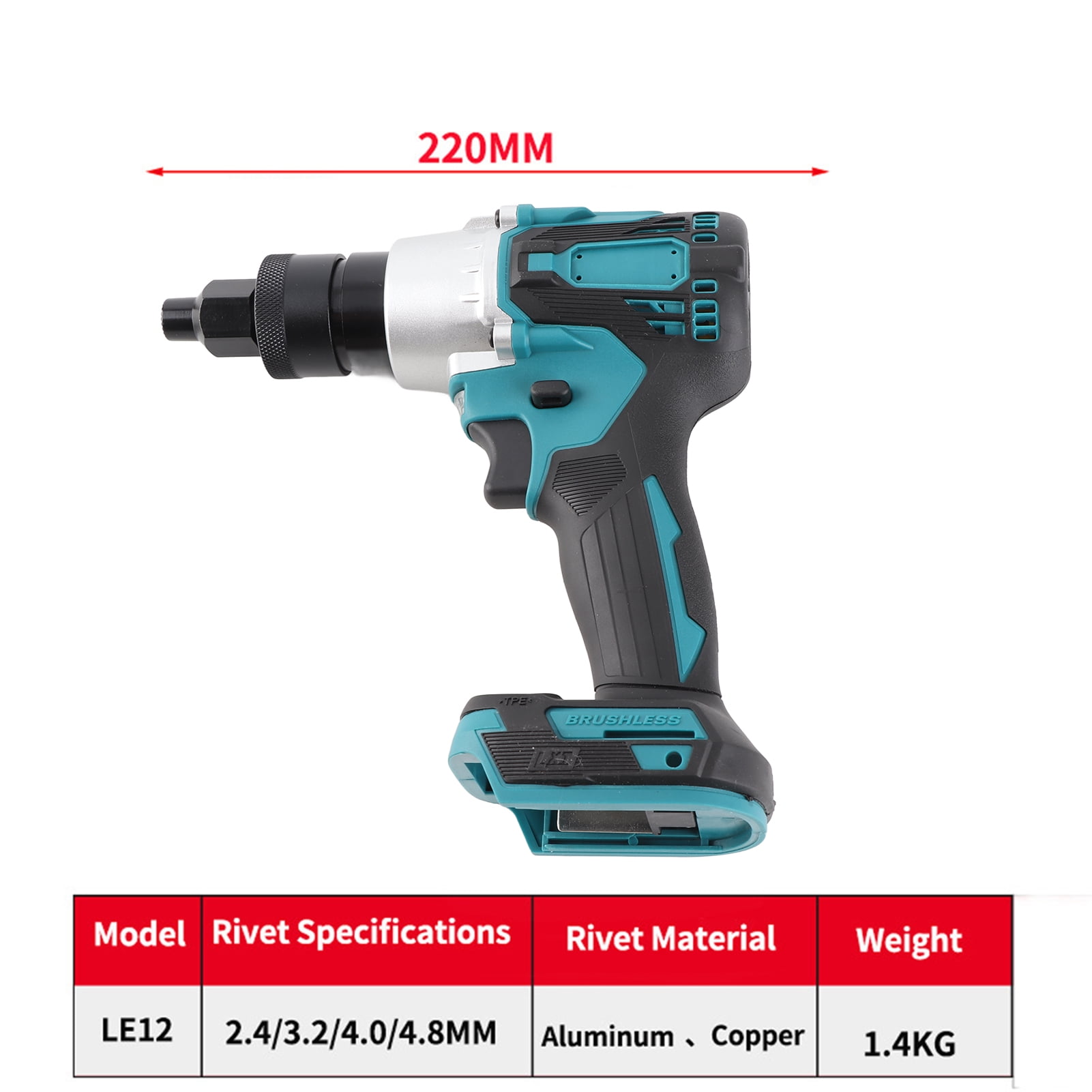 Elowen Powerful Rivet Nut Machine Tool Electric Riveter Anti Slip Handle Brushless Electric Rivet Nut Machine with LED Light