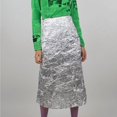 thumbnail image 6 of Women's High Waisted Maxi Long Skirts Line Skirt for Casual Silver S, 6 of 10