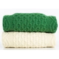thumbnail image 4 of SAOL Honeycomb and Cable Knitted Patterns 100% Merino Wool Luxurios Aran Throw / Blanket (Green) from Ireland, 4 of 5