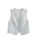 thumbnail image 3 of Trajes cortos informales a rayas para mujer, Top sin mangas con cuello en V y un solo pecho, pantalones cortos con bolsillo con cremallera, conjuntos de moda para mujer 2024, 3 of 5