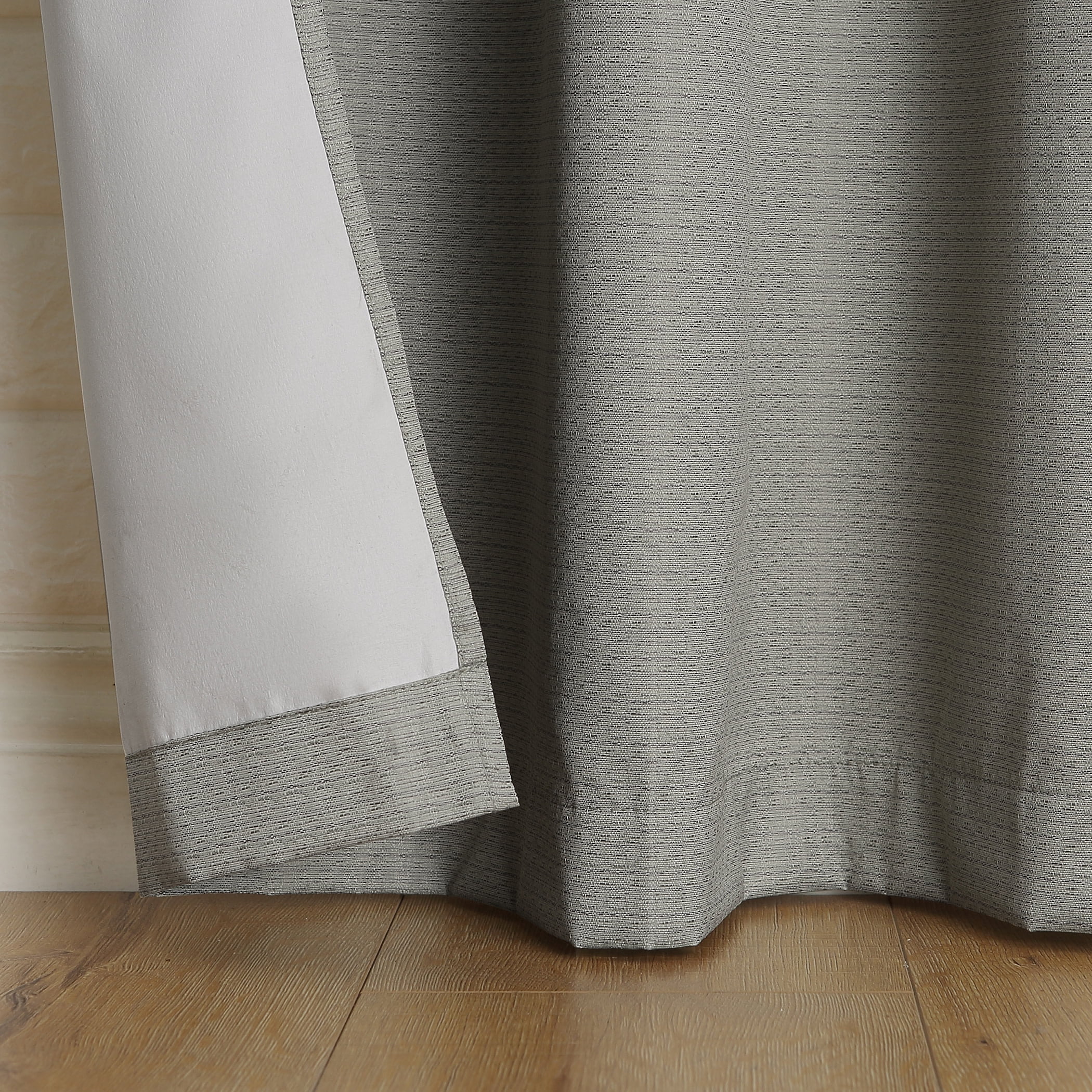 Sun Zero Arlo 2-Piece Textured Thermal Insulated Room Darkening Grommet Curtain Panel Pair, Gray, 40"W x 63"L