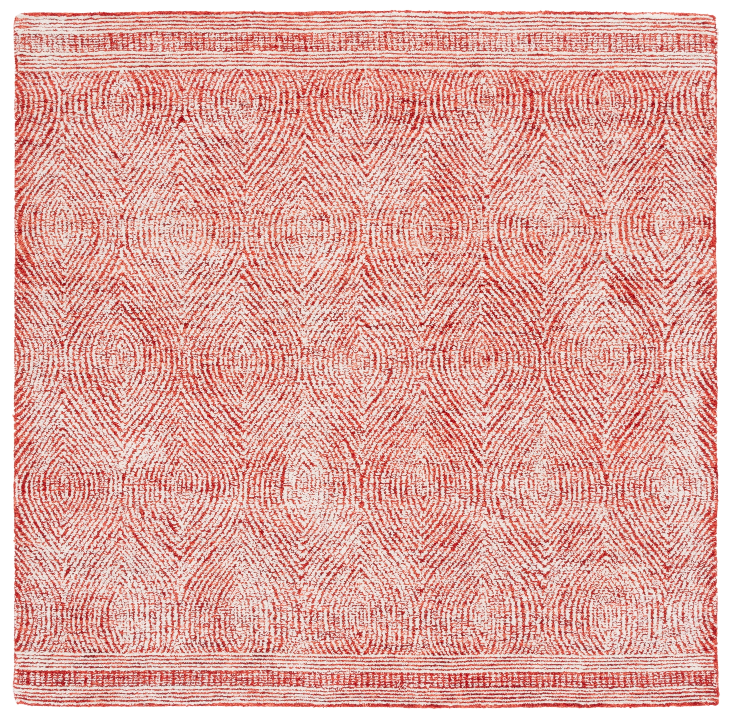 SAFAVIEH Abstract Caelestinus Ogee Wool Area Rug, Ivory/Red, 6' x 6' Square
