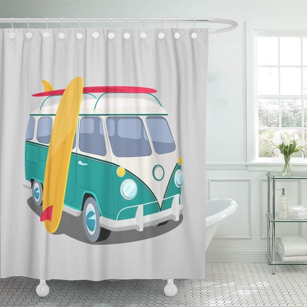 Cynlon Surfer Van Poster Or T Shirt Graphics Transportation And Surfing Sport Bathroom Decor Bath Shower Curtain 60x72 Inch Walmart Com Walmart Com