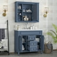 thumbnail image 2 of 36'' Bathroom Vanity Set, Wall-mounted Mirror Cabinet and Vanity Table with Resin Sink, Modern Bathroom Storage Cabinet with 2 Soft Closing Doors and 2 Drawers, 3 Pre-Drill Holes, Blue, 2 of 9