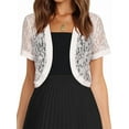 thumbnail image 3 of Womens Short Sleeve Shrug Open Front Floral Lace Summer Sheer Cropped Cardigan White XL, 3 of 8