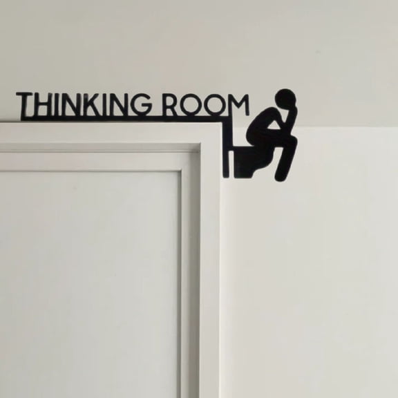 HELLOYOUNG 11.8 Inch Versatile Black Iron Toilet Sign – Meditation Room European Retro Metal Wall Art Eco-Material Ideal for Bathroom Indoor Drawing  Decor Bathroom Accessories