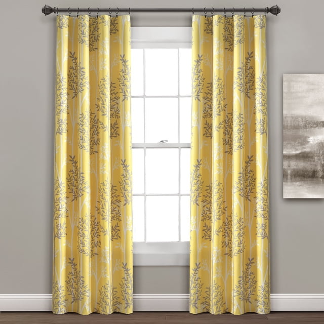 Paneles de cortina de ventana opacos con bolsillo de varilla con aislamiento de 醨bol lineal Juego de 38X95 amarillo / gris Lush Decor 16T004497