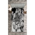 thumbnail image 3 of Ambesonne Tiger Quilted Bedspread Set 2 Pcs, Intense Gaze of Hunter, Twin Size, Pale Grey Black, 3 of 3