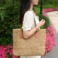 thumbnail image 5 of Kukuzhu Straw Bag for Women Woven Beach Structured Tote Handmade Crochet Carteras De Mujer Summer Shoulder Bohemian Hobo Pom Travel, 5 of 7