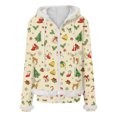 thumbnail image 6 of zaveiop Christmas Full Zip Jackets for Women Furry Fur Trim Santa Hoodies Long Sleeve Graphic Xmas Pullover Candy Cane Print Holiday Winter Sweatshirt with Pocket (Light Yellow, 3XL), 6 of 8