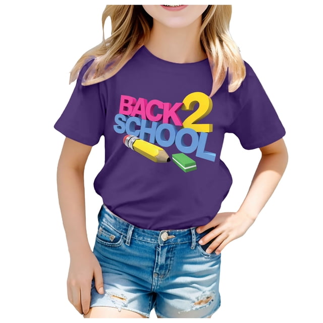TZEWGL Cute Shirt For Child Back To School Season Printed Short Sleeve Clothing For Infnants size 4-5T