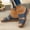 Blue, variant on Women's Cutout Wedge Slide Sandals, Open Toe Slip-on Shoes, Casual Summer Heeled Slippers for Daily Wear Red 36