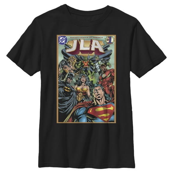 Boy's Justice League JLA Comic Cover Graphic Tee Black Medium