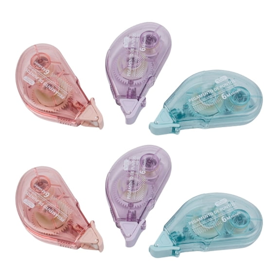 6Pcs Repositionable Adhesive Tape Roller 6mmX6M Double-Side Tape Runner For Card Making Scrapbooking Album 36M In Total