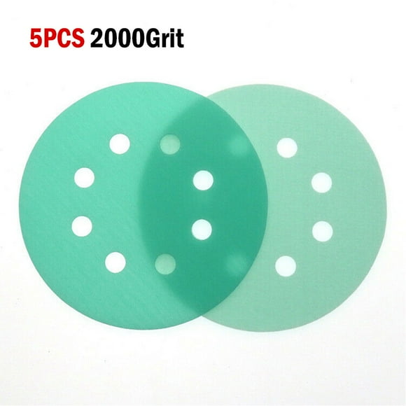 Ruibeauty 5Inch 8Hole Sanding Discs Hook & Loop Wet Dry PET Film Green Sandpaper Polishing