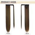 thumbnail image 2 of LAICAIW Extension Longue Queue de Cheval Droite 28 Pouces Enrouler Extensions de Cheveux Synthétiques à Clip pour Femmes, Brun Foncé/doré Auburn, 2 of 6