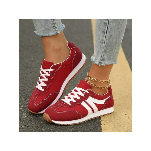 Women's Geometric Sneakers - Breathable Fabric, Durable Non-Slip PVC Sole