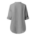 thumbnail image 5 of Scyoekwg Womens Tops Dressy Casual Short Sleeve Tops Lightweight Summer Zip V-Neck Rollable T Shirts Solid Color Comfy Blouses Gray XL(10), 5 of 8
